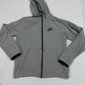 Nike Hoodie Mens M Gray Full Zip Hooded Tech Fleece Cotton Blend Swoosh BLEMISH